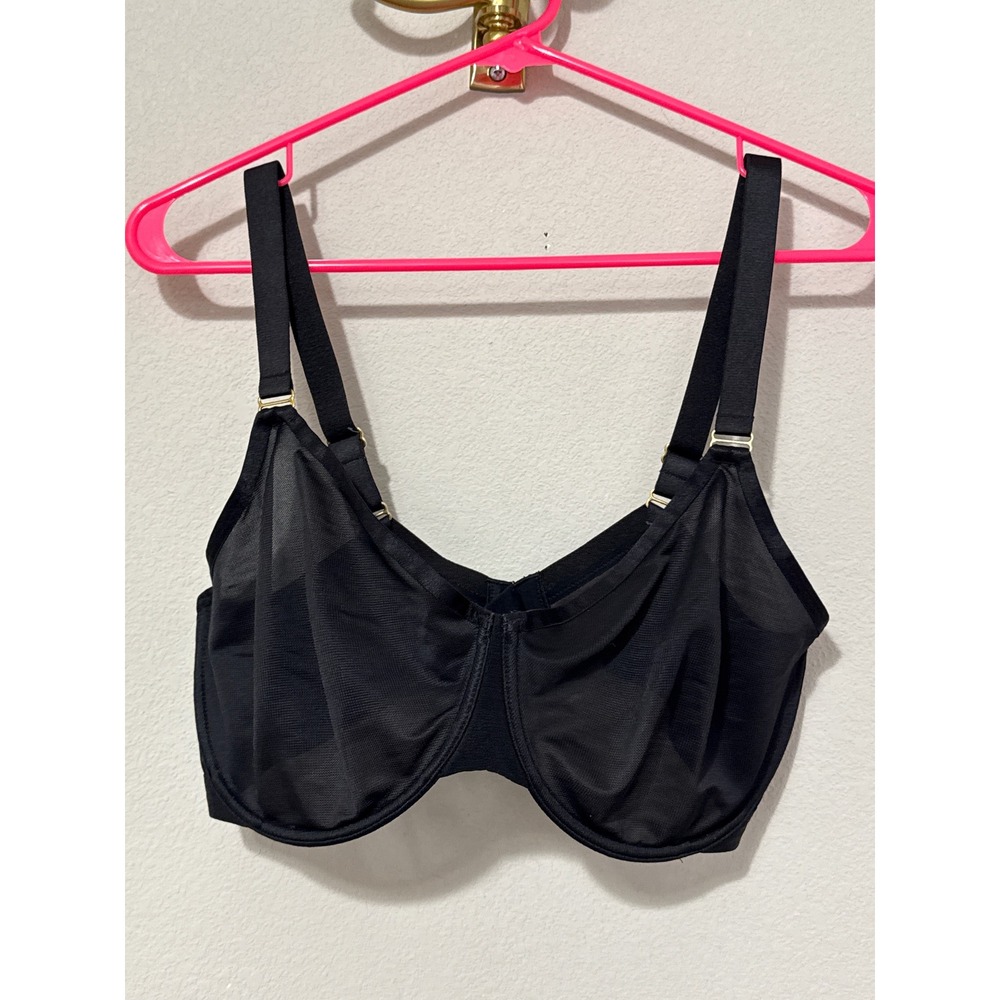 Soma Unbelievable Minimizer Bra Womens 38DDD Black Underwire Sheer Mesh Support